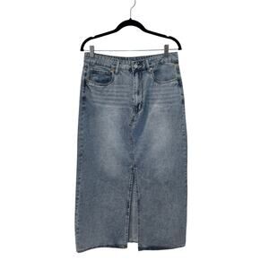 BlankNYC Denim Maxi Skirt Light Wash Split Hem Cotton Blend Women’s 29 size 6